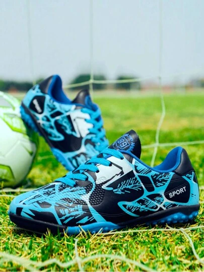 儿童户外足球鞋带钉，防滑，适用于人造/天然草坪，适合学生运动