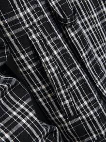 Manfinity Homme Jachetă de blugi casual în carouri, cu mânecă lungă, cu nasturi în față, pentru bărbați - Multicolor - Vizualizare 5