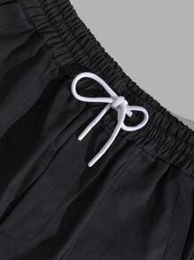 RueChic Men Cargo Pocket Smile Printed Regular Pants - Black - View 3