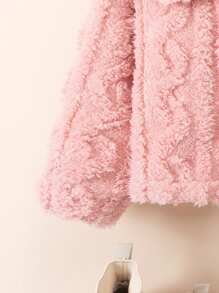 SHEIN Kleine Mädchen Jacquard Fleece Kapuzenjacke für Herbst und Winter, lässiger Stil
