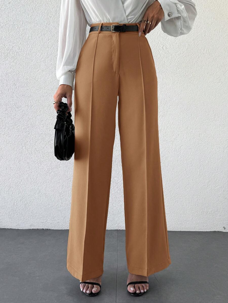 EURMUSE Pantalones De Color Liso Para Mujer - Albaricoque - Ver 1