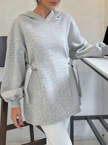 EURMUSE 100% COTTON WOMAN GREY SWEATSHIRT WITH METAL BUCKLE - Grey - View 4