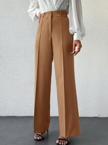 EURMUSE Pantalones De Color Liso Para Mujer - Albaricoque - Ver 3