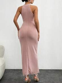 EURMUSE Solid Color Sleeveless Dress