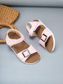 1 双舒适时尚百搭耐磨女童沙滩儿童平底凉鞋 - 粉色 - 查看 4