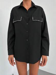 Studded Detail Drop Shoulder Shirt
