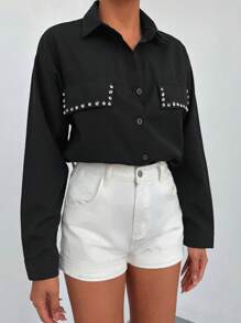 Studded Detail Drop Shoulder Shirt