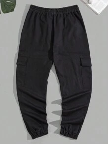 RueChic Men Cargo Pocket Smile Printed Regular Pants - Black - View 2