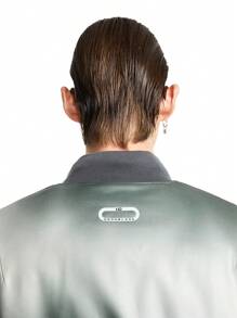 NEON BLANC Blouson bomber ombré de rue pour homme avec col de baseball, convient pour l'hiver - Gris foncé - Voir 5