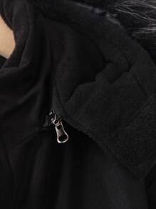 SHEIN Young Boy Casual Warm Long Hooded Parka Coat With Fur Collar, Suitable For Autumn/Winter Ski, Outerwear, Comfortable & Warm Material, Stylish Streetwear Design