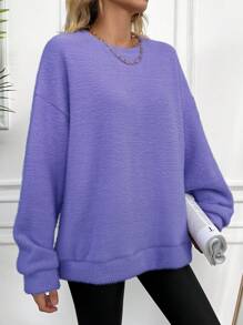 EURMUSE Maglione Donna Collo Goccia Macaron - Viola - Visualizzare 5