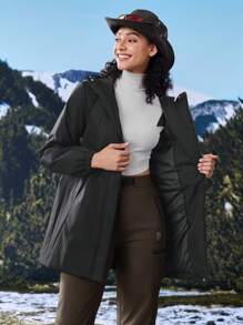 In My Nature Women's Hooded Padded Coat With Cinched Waist, For Outdoor Use Winter Women Tops Keep Warm - Black - View 10