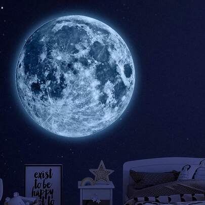 SHEIN ملصق حائط بنمط القمر يضيء في الظلام 1 قطعة صالح لعيد الحب، حفلات الزفاف، أعياد الميلاد