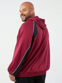Manfinity NXTstreet Moletom com Capuz Solto e Casual com Estampa de Letra em Malha para Homens Plus Size