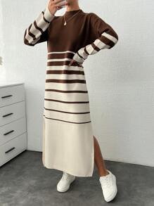 RueChic Sweater Long Dresses With Flower Detail - Multicolor - View 4