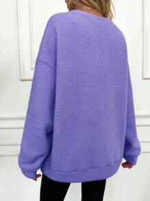 EURMUSE Maglione Donna Collo Goccia Macaron - Viola - Visualizzare 2