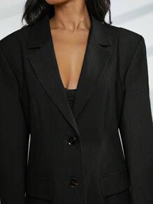 Hauture Blazer oversize de solapa entallado de una sola hilera - Negro - Ver 3