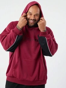 Manfinity NXTstreet Moletom com Capuz Solto e Casual com Estampa de Letra em Malha para Homens Plus Size