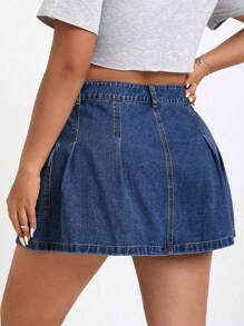 SHEIN ICON Chân váy bút chì Cargo thời trang cỡ lớn - Màu xanh hải quân - Xem 2