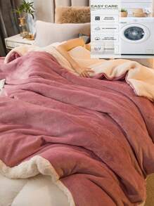 1 chiếc chăn lông cừu sữa màu be hai lớp siêu mềm truyền thống bằng vải nỉ san hô cộng với lông cừu dày, đa năng cho ghế sofa, văn phòng, phòng ngủ, du lịch & cắm trại, có thể giặt bằng máy - Hồng - Xem 6