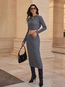 EURMUSE Sweter z dzianiny w komplecie z guzikami