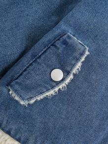 Chaqueta vaquera informal y holgada con forro de peluche para niñas jóvenes - Lavado ligero - Ver 4