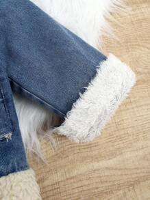 Chaqueta vaquera informal y holgada con forro de peluche para niñas jóvenes - Lavado ligero - Ver 6