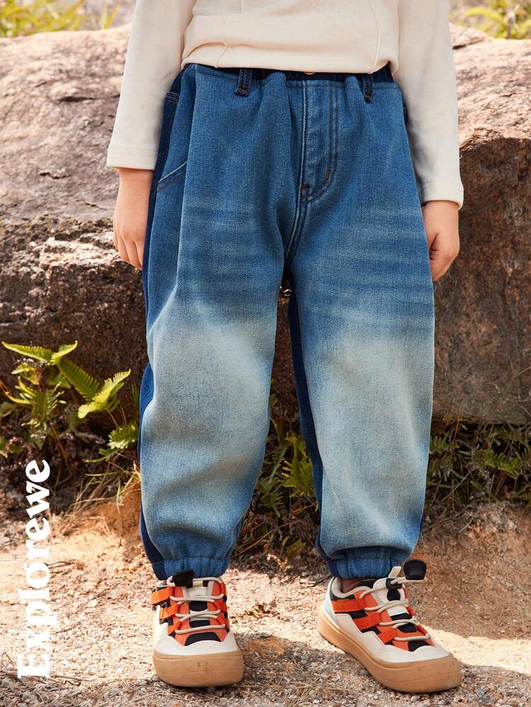 SHEIN Young Boy Casual Washed Loose Fit Denim Jeans, Autumn - Multicolor - View 6