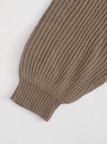 Cloudara Solid Button Front Bishop Sleeve Cardigan - Camel - View 5