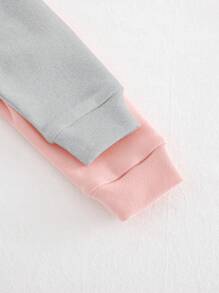 Cozy Pixies 2pcs Baby Girl Solid Color Knit Soft Crew Neck Long Sleeve Top And Pants Pajama Set - Light Grey - View 4