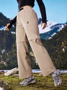 In My Nature 女式休闲按扣腰直筒徒步裤 - 卡其色 - 查看 4