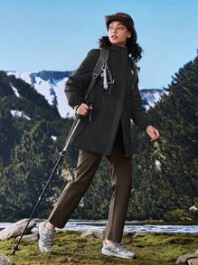 In My Nature Women's Hooded Padded Coat With Cinched Waist, For Outdoor Use Winter Women Tops Keep Warm - Black - View 13