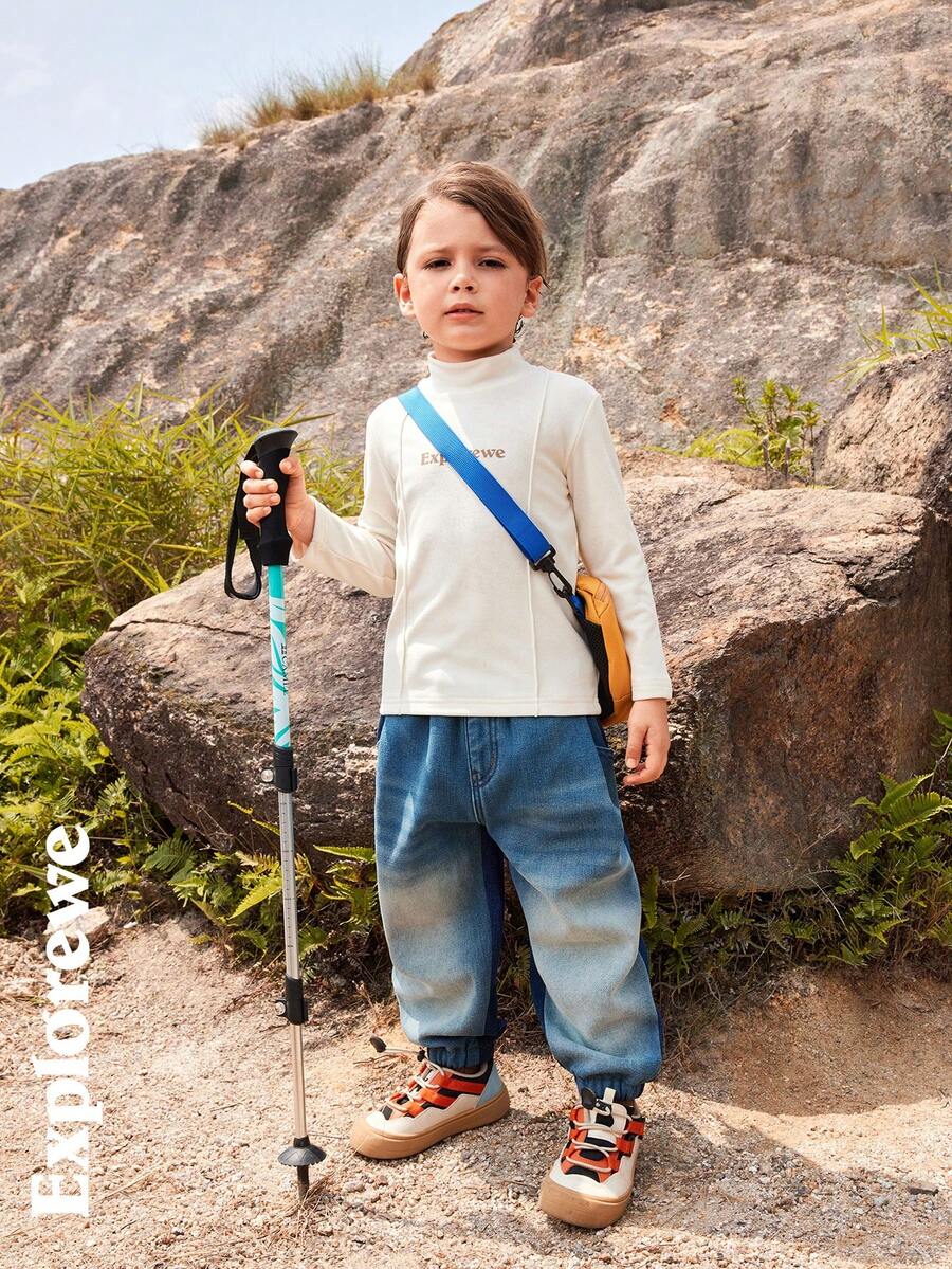 SHEIN Young Boy Casual Washed Loose Fit Denim Jeans, Autumn - Multicolor - View 1