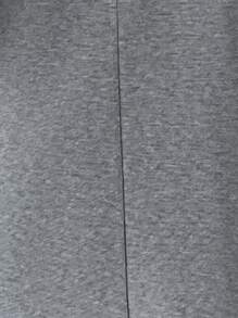 SHEIN LUNE 女士秋季宽松落肩连帽外套，休闲中长款，拉链装饰 - 灰色 - 查看 7