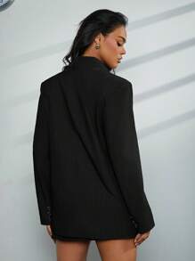 Hauture Blazer oversize de solapa entallado de una sola hilera - Negro - Ver 4