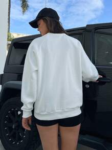 RueChic COTTON RHINESTONE DETAILED BLACK WHITE TOP - White - View 2