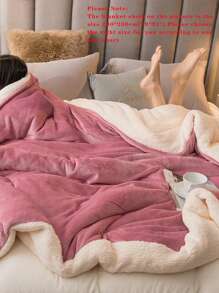 1 chiếc chăn lông cừu sữa màu be hai lớp siêu mềm truyền thống bằng vải nỉ san hô cộng với lông cừu dày, đa năng cho ghế sofa, văn phòng, phòng ngủ, du lịch & cắm trại, có thể giặt bằng máy - Hồng - Xem 3