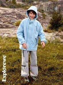 SHEIN Teen Boy Casual Zip-Up Hooded Jacket For Autumn