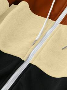 SHEIN LUNE 大码前拉链长袖纯色拼布休闲运动衫