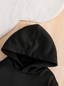 幼儿婴儿男童服装 KING 徽标字母图案休闲运动长袖连帽衫和运动裤儿童秋冬 2 件套服装 - 黑色 - 查看 4