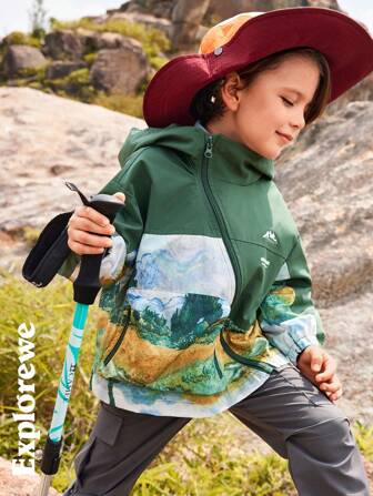 SHEIN 1pc Young Boy Casual Fashionable Camouflage Outdoor Sports Hooded Zipper Long Sleeve Jacket, Autumn/Winter