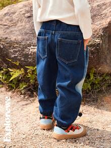 SHEIN Young Boy Casual Washed Loose Fit Denim Jeans, Autumn - Multicolor - View 3