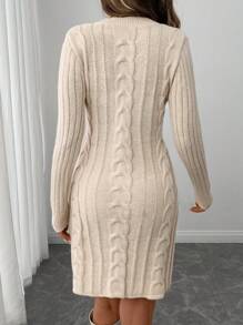 Easowa V-Neck Waist Gathered A-Line Flare Dress, Textured Knit, Casual & Work Appropriate, Warm Winter Sweater Dress For Women