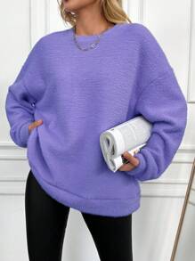 EURMUSE Maglione Donna Collo Goccia Macaron - Viola - Visualizzare 4