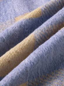 1pc Purple Plaid Brushed Shacket For Teen Girls - Purple - View 6