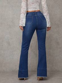 SHEIN Essnce Quần Jeans Ống Loe Ôm Ôm Co Giãn Màu Xanh Cho Nữ - Màu xanh lam - Xem 2