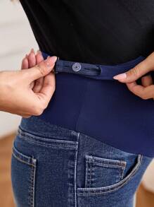 SHEIN Maternity Bow Tie Dye Patchwork Vintage Flared Jeans - Dark Wash - View 6