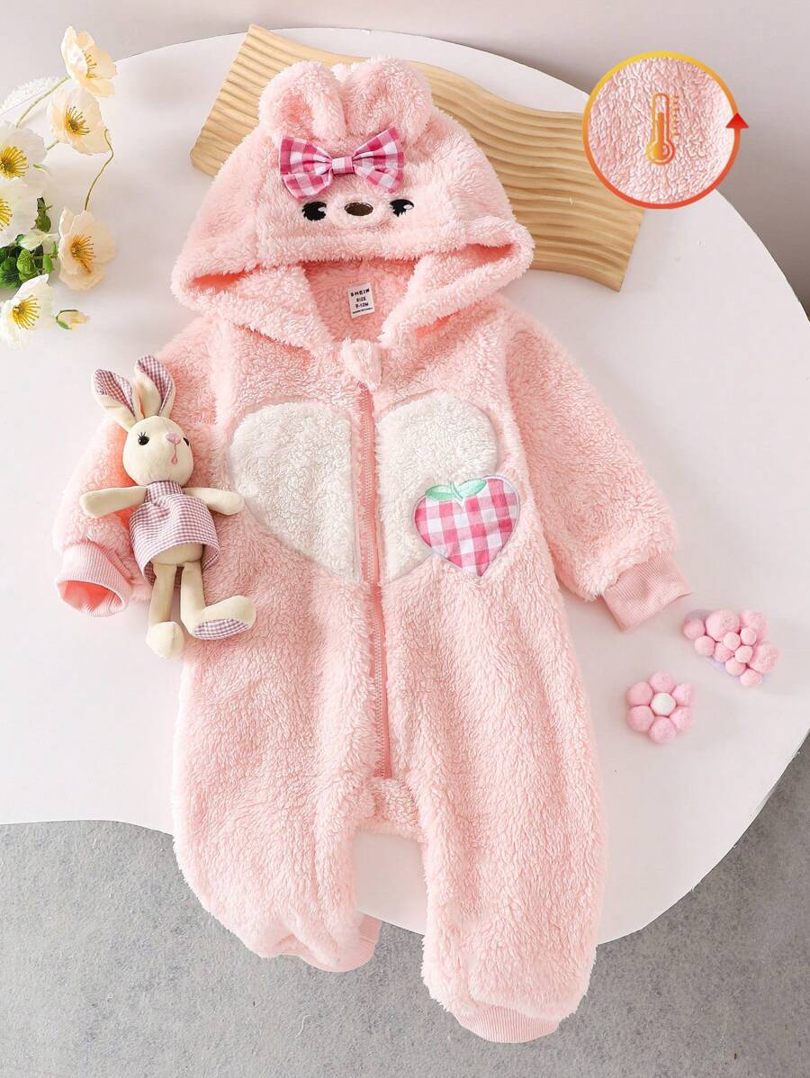 Girls' Winter Jumpsuit, Cute Baby Jumpsuit For Cold Season - Baby Pink - View 1