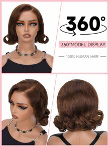 ALL READY WIG 戴上即用无胶鲍勃假发 4# 彩色波浪前蕾丝人发假发 适合女士 巧克力棕色 预拔和预剪 5x6 蕾丝闭合 无需胶水 适合初学者 8 英寸 - S4 - 查看 3