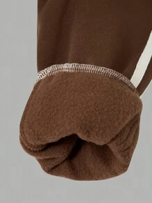 SHEIN Blouson à fermeture éclair avec imprimé lettres de couleur contrastée pour jeune fille adolescente - Taupe - Voir 8